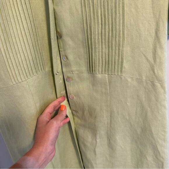 Vintage Coldwater Creek Green Floral Embroidered Shell Button Maxi Dress 12 - Picture 13 of 16